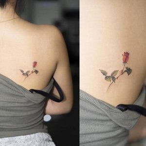 Cute Small Rose Tattoo for Girls on Back | Tattoos for Women .