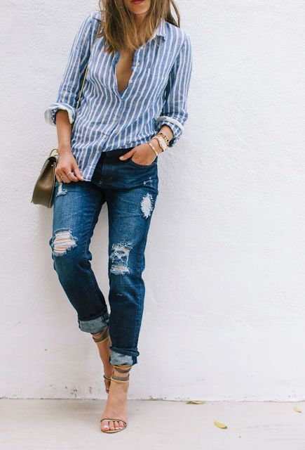 15 Awesome Outfit Ideas With Striped Button Down Shirts - Styleohol