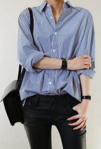 25 Ways To Wear A Striped Button-Down Shirt | Fashion, Casual chic .