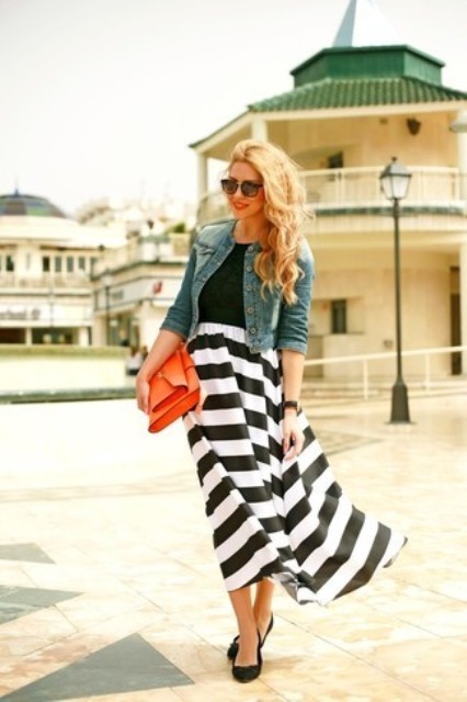18 Striped Maxi Skirt Outfits For Stylish Ladies - Styleohol