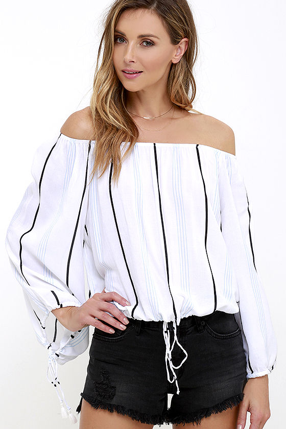 Faithfull the Brand Cult Top - Striped Top - Off-the-Shoulder Top .
