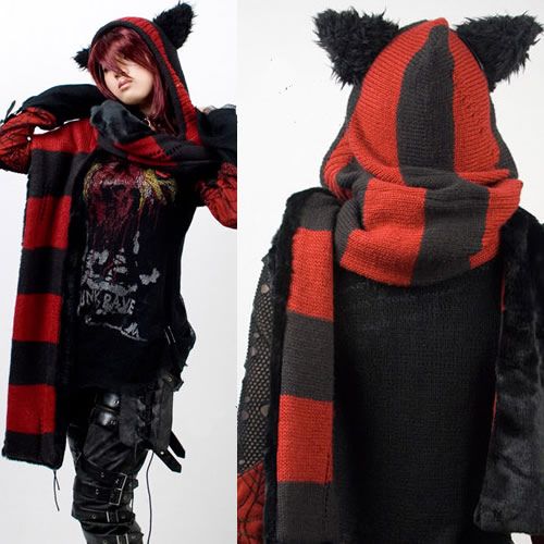 red emo outfits | Black and Red Gothic Punk Emo Beanies Scarves .