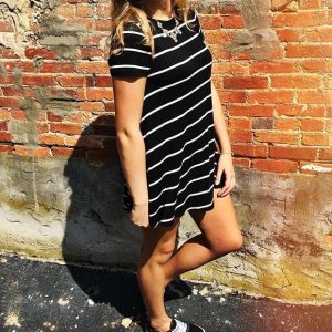 Acemi Dresses | Nwot Black And White Striped Tshirt Dress | Poshma