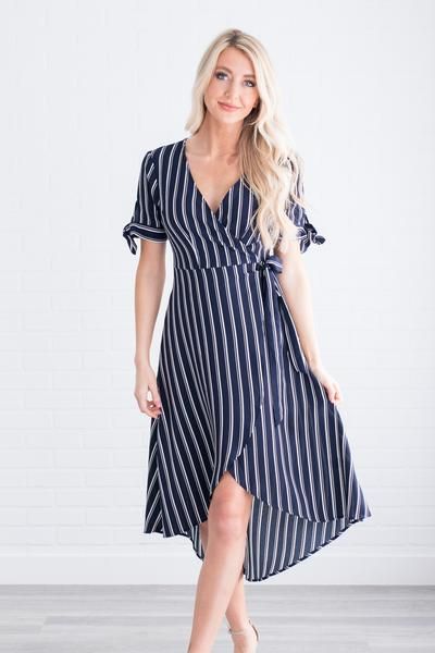 Striped Wrap Dress | Dresses, Wrap dress, Clothes for wom