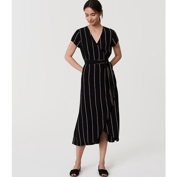 LOFT Striped Wrap Dress featuring polyvore women's fashion .