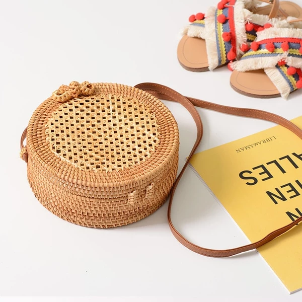 Square Round Mulit Style Straw Bag Handbags Women Summer Rattan .