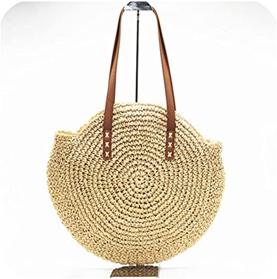 Round Straw Beach Bag Vintage Handmade Woven ... - Amazon.c