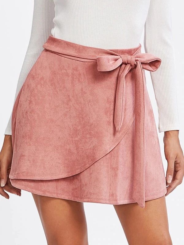Self Belted Suede Staggered Skirt | Casual skirt outfits, Fashion .