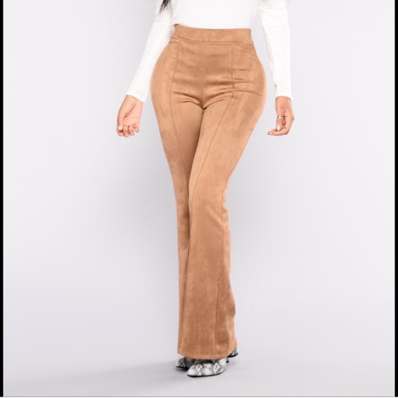 Fashion Nova Pants & Jumpsuits | Nwot High Waisted Suede Flare .
