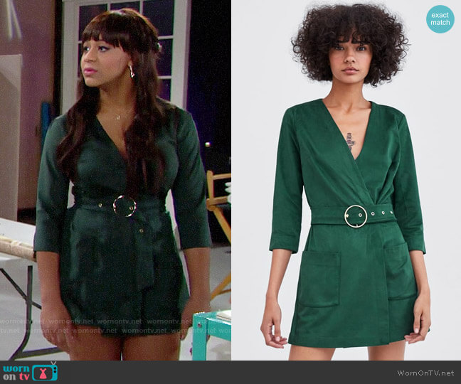 WornOnTV: Emma's green suede romper on The Bold and the Beautiful .