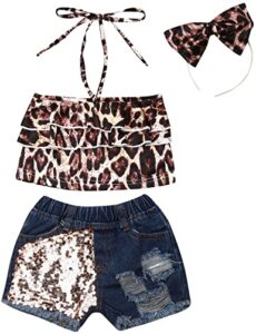 Amazon.com: Toddler Girl Clothes Ruffle Leopard Halter Crop Top .
