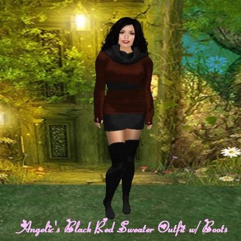 Second Life Marketplace - Angelic's Mesh Black Red Sweater Dress .