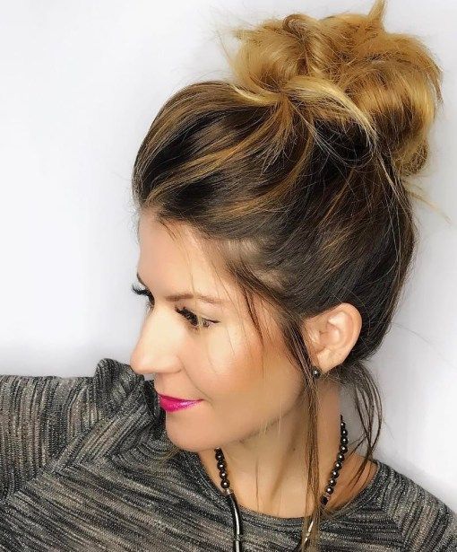 Sweater Weather Hairstyle Ideas - thelatestfashiontrends.com | Bun .