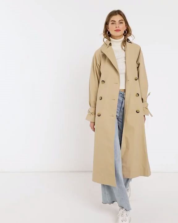 Color block tie sleeve trench coat in stone in 2020 | Fall fashion .