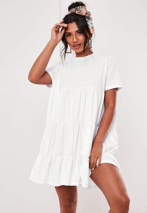 Missguided White Jersey Tiered Smock Dress | Dress down day .