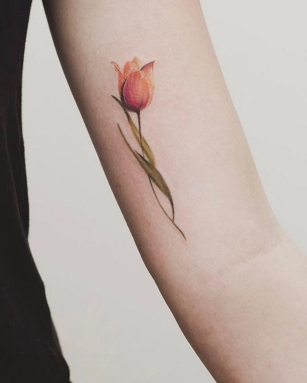 beautiful flowers tulip tattoos for women forearm | Tulip tattoo .