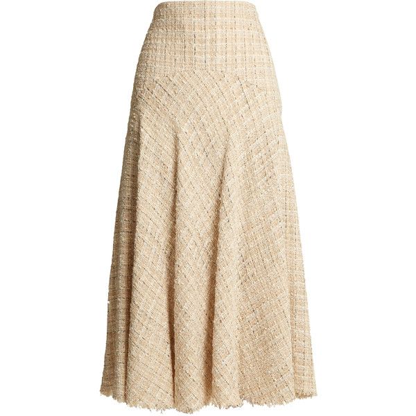 Alexander McQueen Fluted tweed midi skirt ($1,525) ❤ liked on .