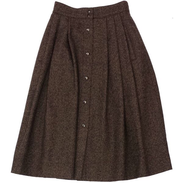 Pre-owned Guy Laroche Brown Wool Tweed Midi Skirt | Tweed skirt .
