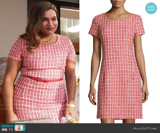 Mindy's red tweed short sleeved dress on The Mindy Project | Short .