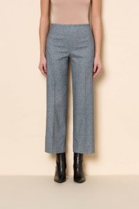 Cropped wide-leg trousers in printed stretch cotton tweed - Piazza .