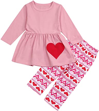 Amazon.com: Toddler Baby Girls Valentines Outfits Sets Tunic Dress .
