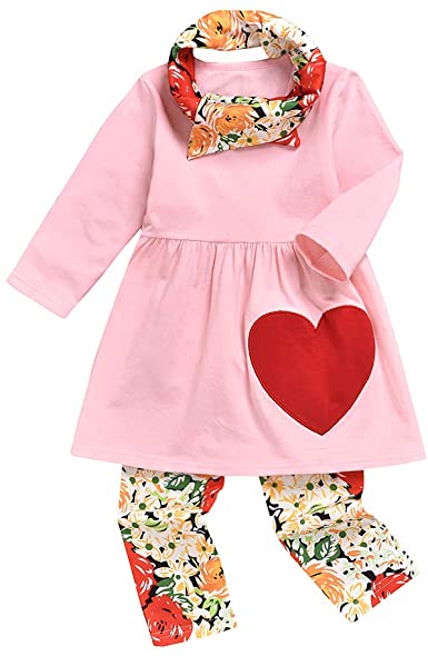 Amazon.com: Toddler Baby Girl Valentine's Day Outfit Heart Print .