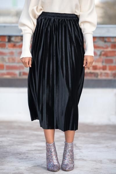 Velvet pleated midi skirt IMS1909 black | Midi skirt, Pleated .