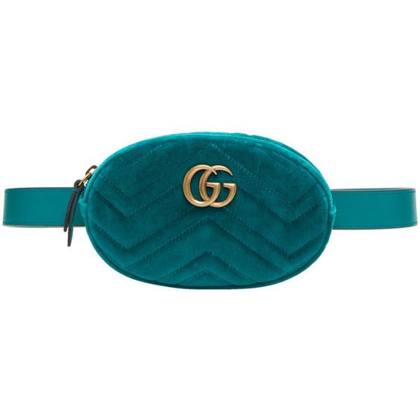 Gucci Blue Velvet GG Marmont Matelassé Belt Bag ($930) ❤ liked on .