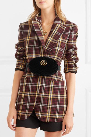 Black GG Marmont quilted velvet belt bag | Gucci | Belt bag .