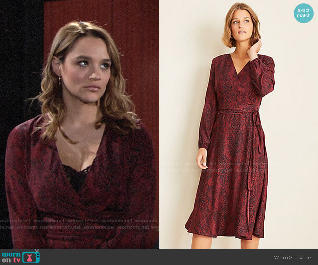WornOnTV: Summer's red snake print wrap dress on The Young and the .