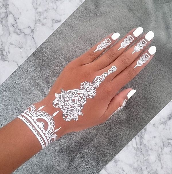 19 Stunning White Henna Designs For You | Henna tattoo designs .