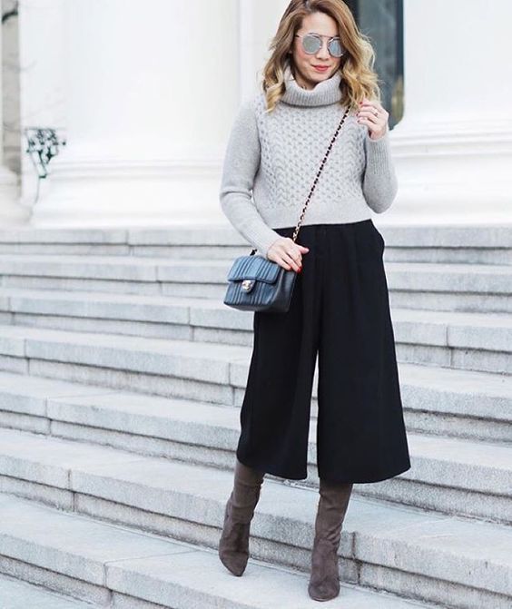 15 Stylish And Trendy Winter Culotte Outfits - Styleohol