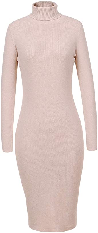 GLOSTORY Women's Long Sleeve Winter Turtleneck Sweater Dress Midi .