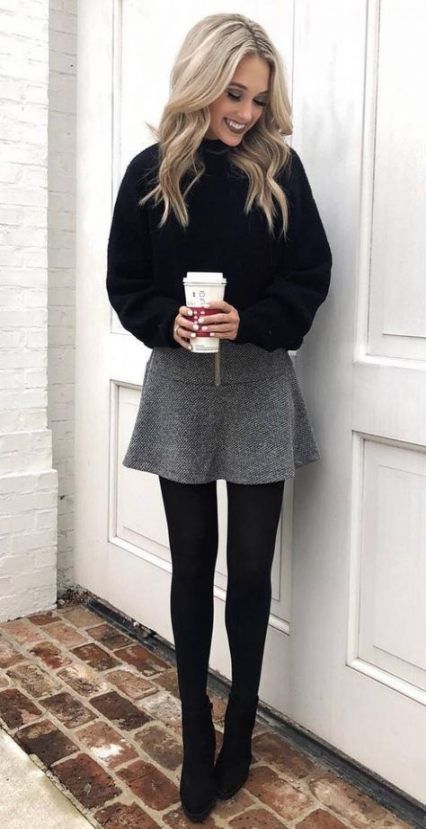 15+ Ideas for skirt with boots outfit winter grey | Skirts with .