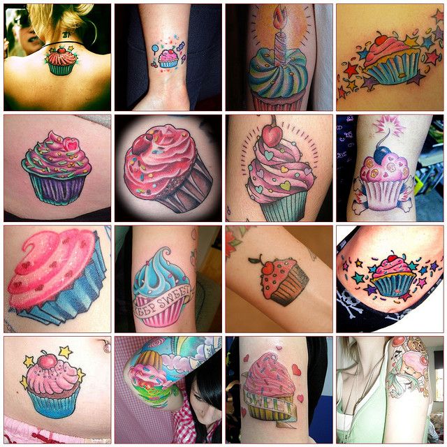Cupcake Tattoo Mosaic | Cupcake tattoos, Cupcake tattoo designs .