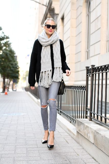21 Fringe Scarf Outfit Ideas For Women, #Fringe #Ideas #outfit .