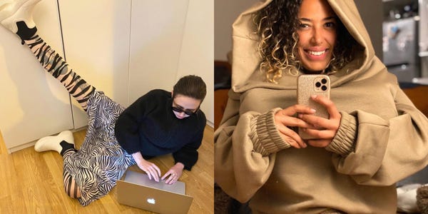 People are sharing work from home outfits amid coronavirus .