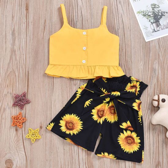 China 2PCS Toddler Baby Girls Yellow Top Romper Jumpsuit + .