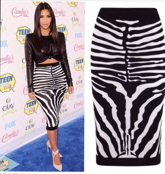 skirt, kim kardashian, zebra print, fashion, fall outfits - Wheretog