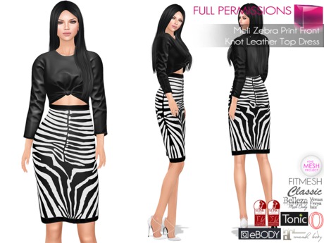 Second Life Marketplace - Full Perm Zebra Print Pencil Skirt .
