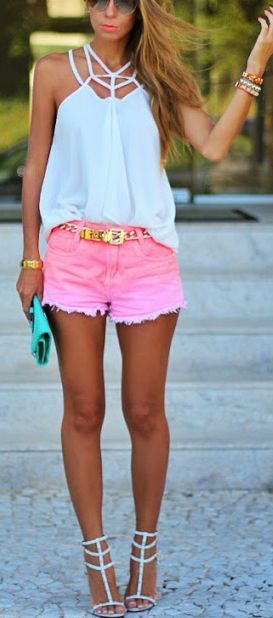 Pink Shorts Women Outfits