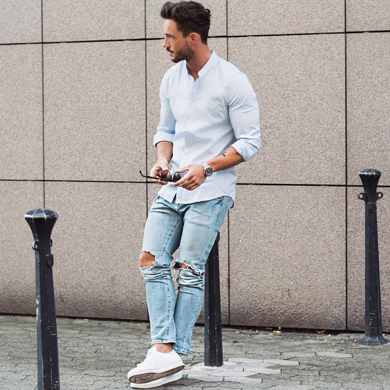 Ripped Jeans Men Spring Outfits
