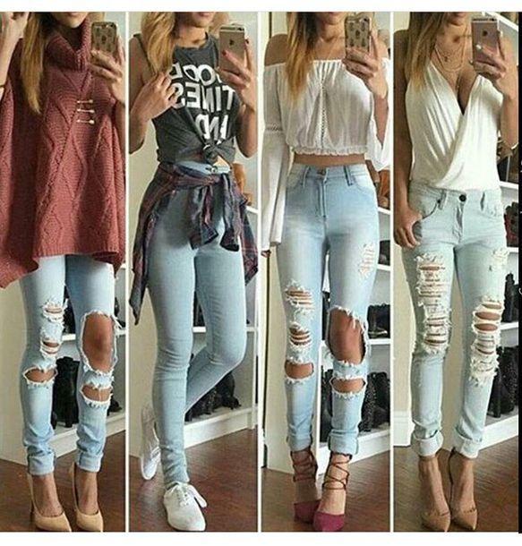 Ripped Jeans Spring Outfits