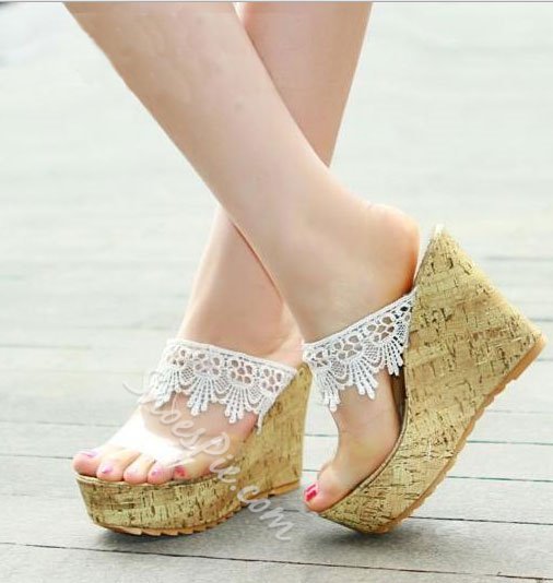 Cute Pointed Toe Wedge Heel Platform Girls Sandals Slippers- Shoespie.c