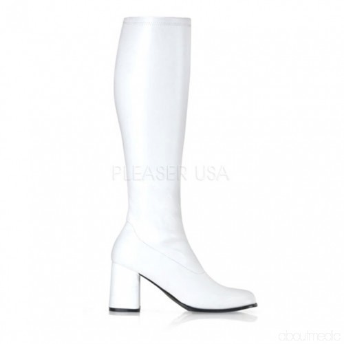 White Stretch Block Heel GoGo Boots Boots Catalog: Women's Winter.