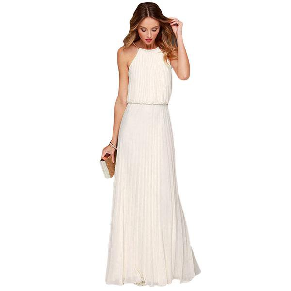 white boho long dress with ruched waist