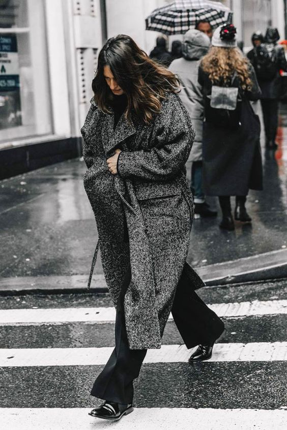 Boucle coat gray tweed
