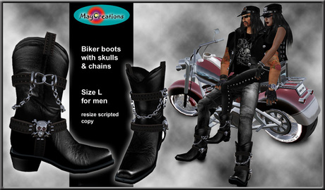 Second Life Marketplace - MayCreations Biker Boots Skull L for m