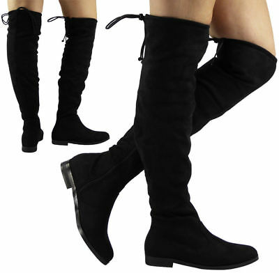 Ladies knee high boots women long winter fashion casual low heel.