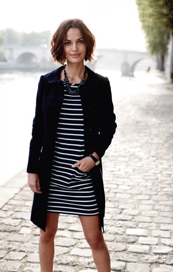 black and white striped French dress